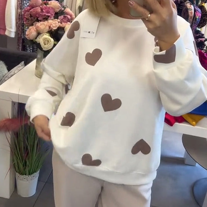 Heather | Trui in katoenmix met hartjes