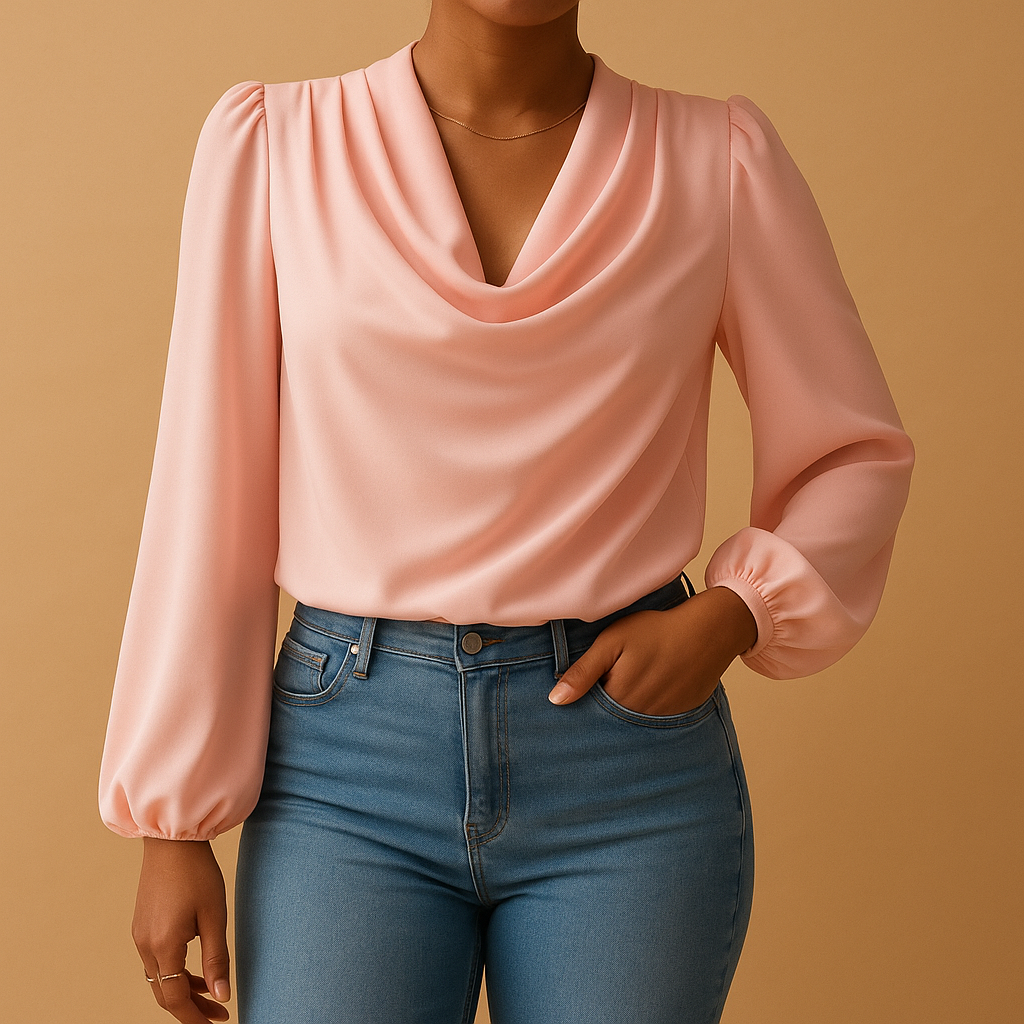Elise | Luchtige chiffon blouse met V-hals en pofmouwen voor dames