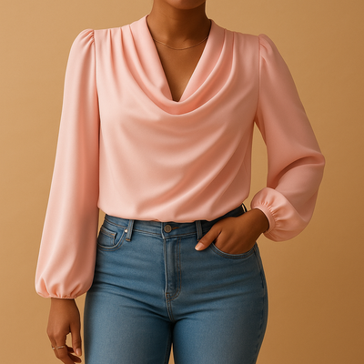 Elise | Luchtige chiffon blouse met V-hals en pofmouwen voor dames