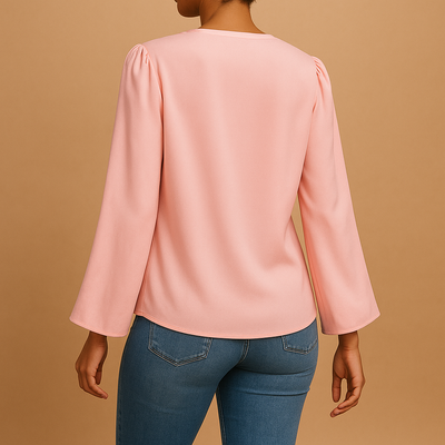 Elise | Luchtige chiffon blouse met V-hals en pofmouwen voor dames