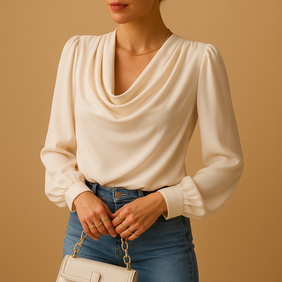 Elise | Luchtige chiffon blouse met V-hals en pofmouwen voor dames