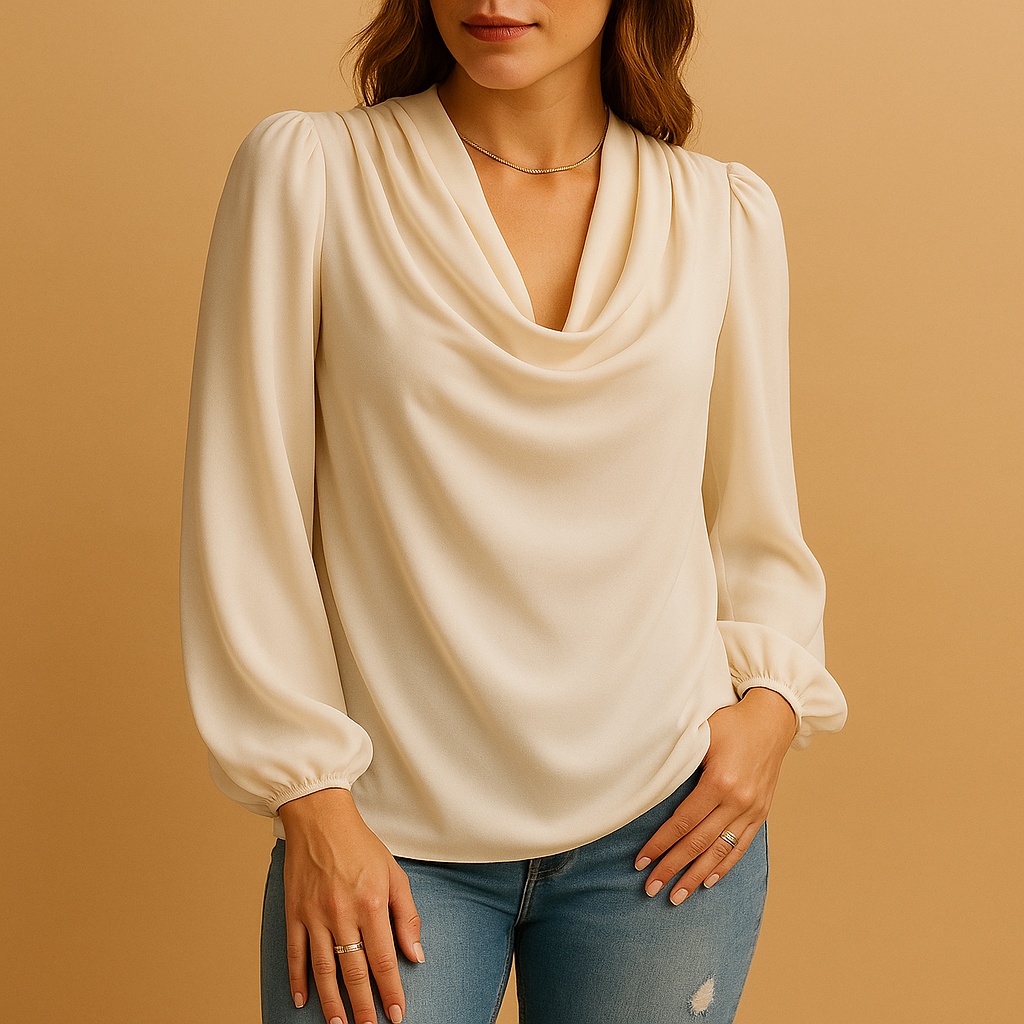 Elise | Luchtige chiffon blouse met V-hals en pofmouwen voor dames