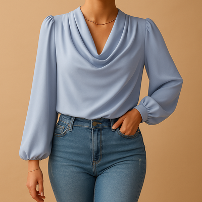 Elise | Luchtige chiffon blouse met V-hals en pofmouwen voor dames