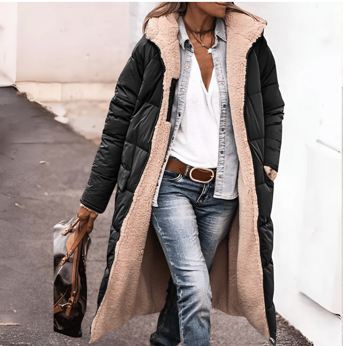 Avarena | Warme omkeerbara Parka-jas met sherpa-voering