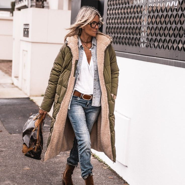 Avarena | Warme omkeerbara Parka-jas met sherpa-voering