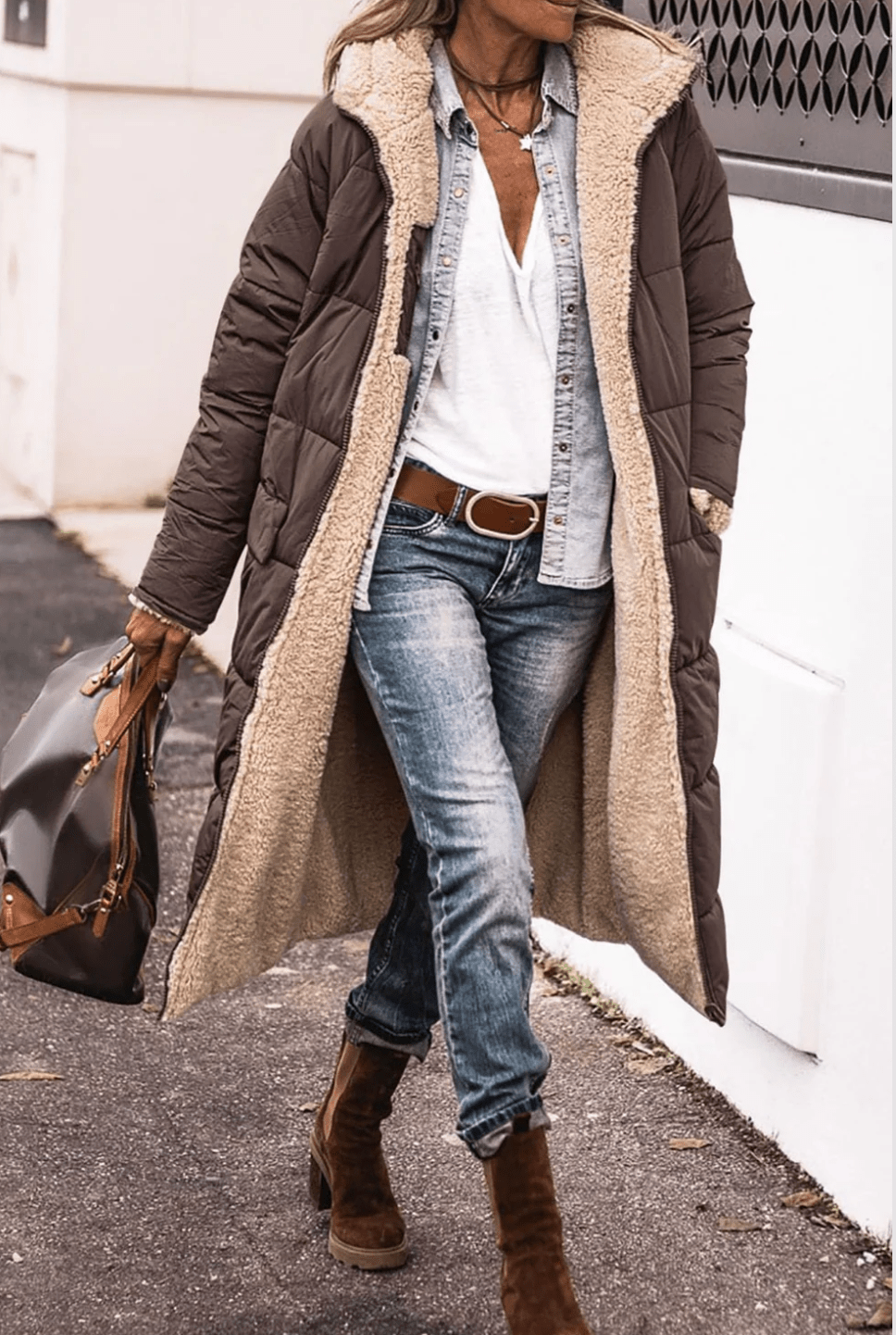 Avarena | Warme omkeerbara Parka-jas met sherpa-voering