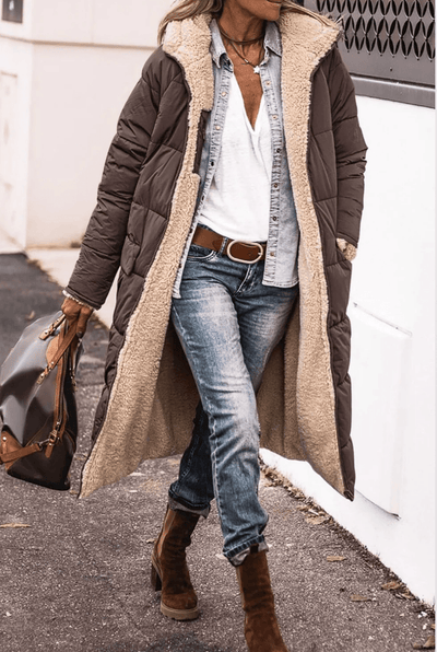 Avarena | Warme omkeerbara Parka-jas met sherpa-voering