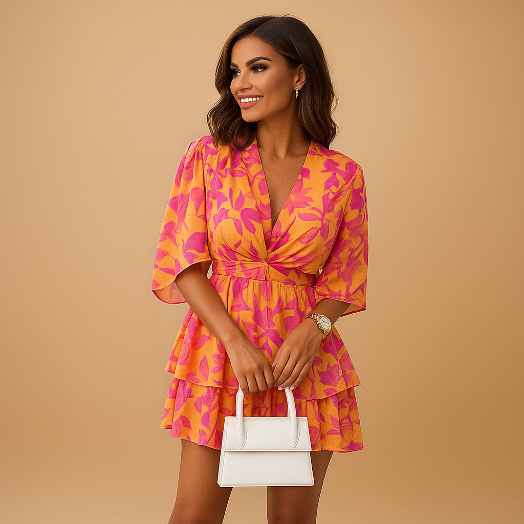 Lara | Bohemian mini jurk met speelse print voor dames