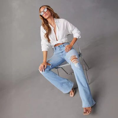 Elva | Ripped Flare Jeans