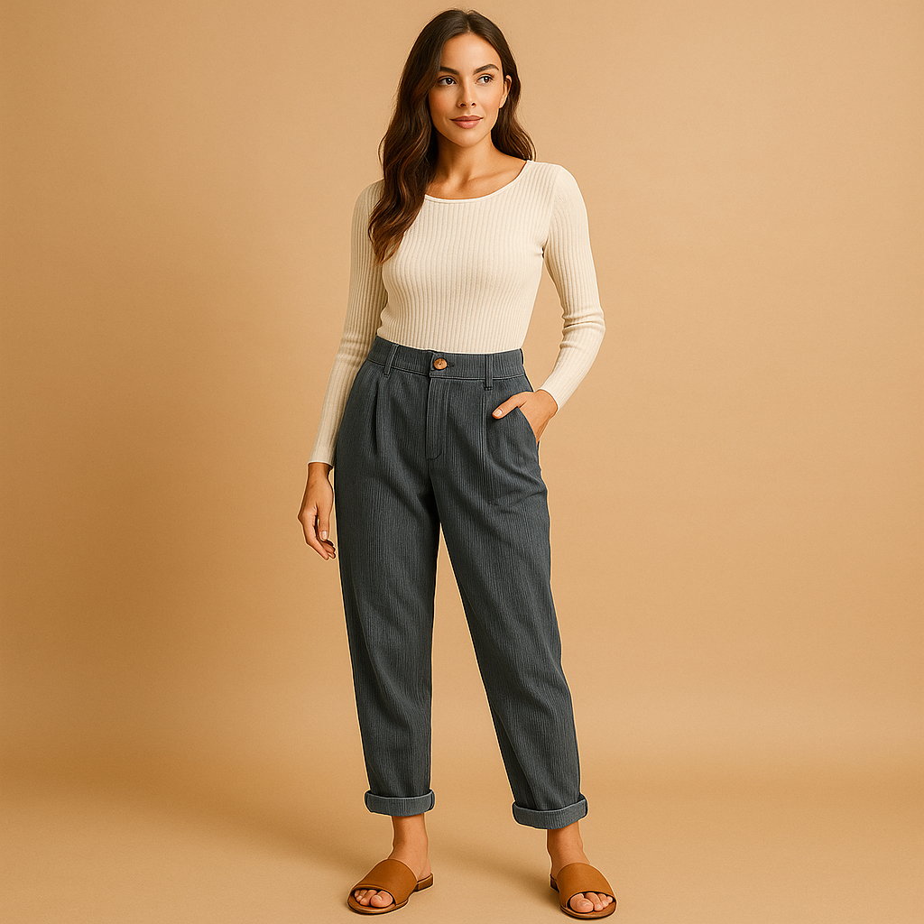 Sara | Corduroy broek met hoge taille en rechte pijpen voor dames