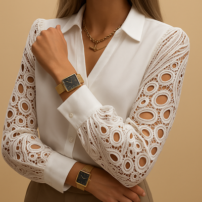 Madonna | Elegante blouse met kanten mouwen voor dames