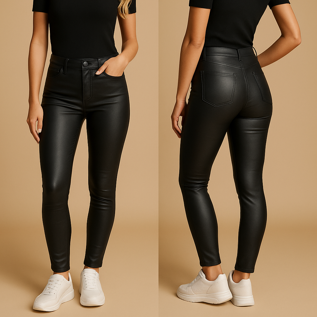 Mia | Hoge taille leren broek met slim fit voor dames