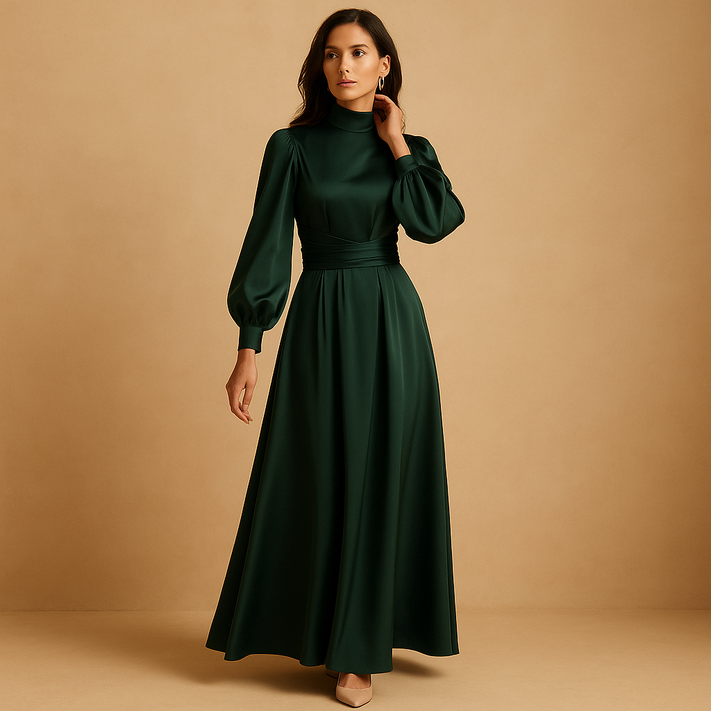 Tara | Lange jurk met tailleband en elegante snit voor dames