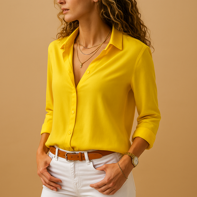 Elena | Lange mouwen blouse met V-hals en knoopsluiting voor dames