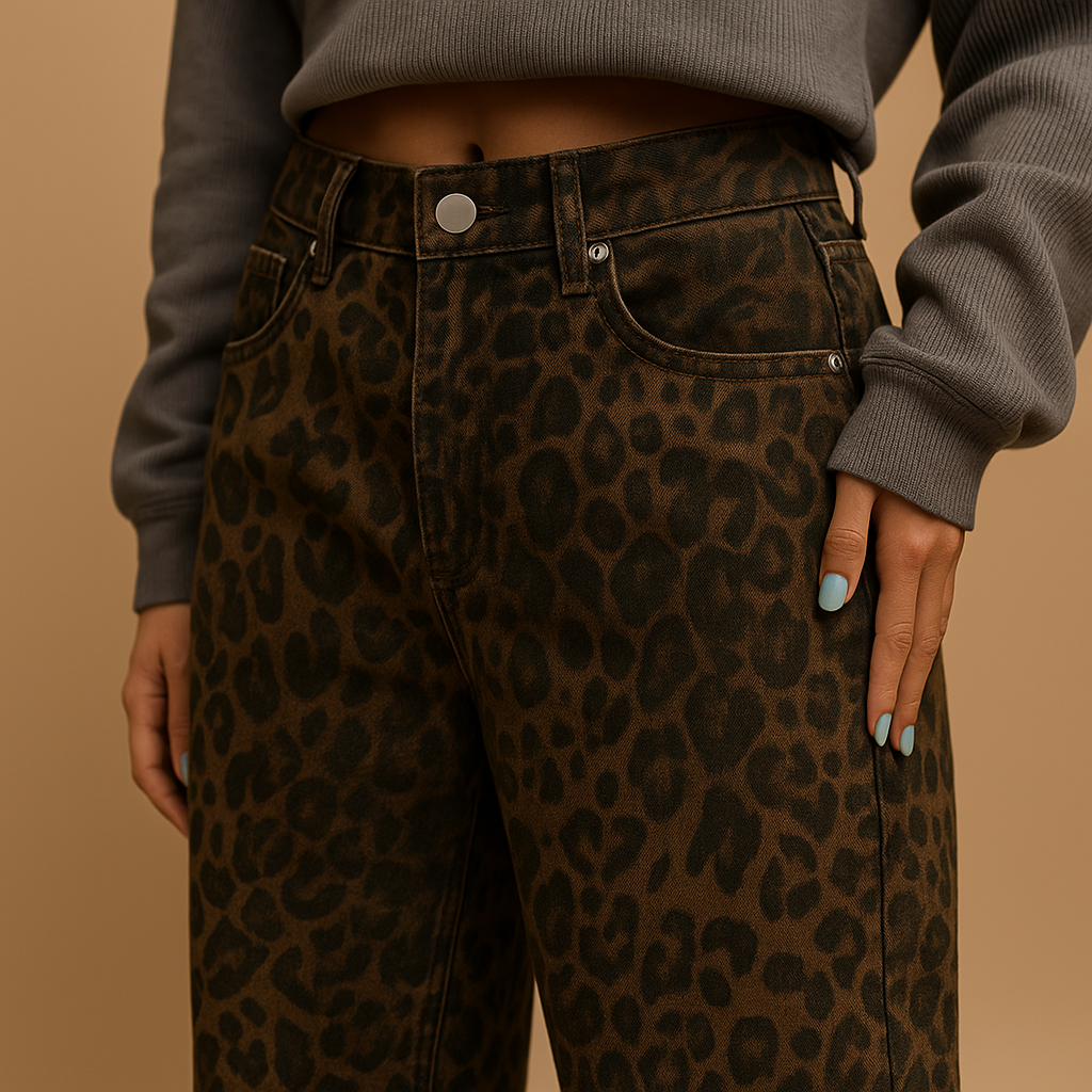 Nella | Leopard print slim fit jeans voor dames