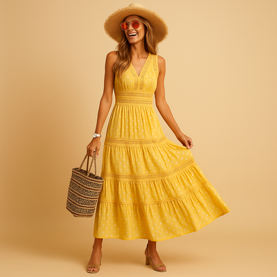 Cecilia | Maxi zomerjurk met vloeiende pasvorm voor dames