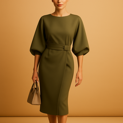 Yentl | Midi-jurk met A-lijn en strikceintuur voor dames