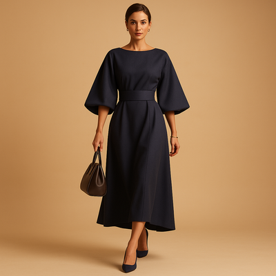 Yentl | Midi-jurk met A-lijn en strikceintuur voor dames