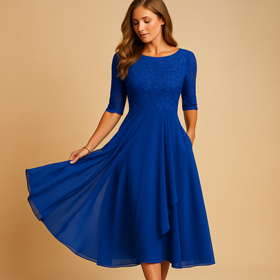 Liva | Midi-jurk met kanten top en asymmetrische rok voor dames