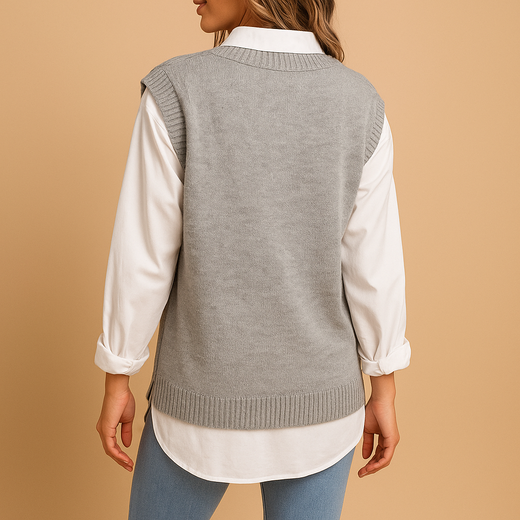 Zoë | Mouwloos kabelgebreid V-hals vest voor dames