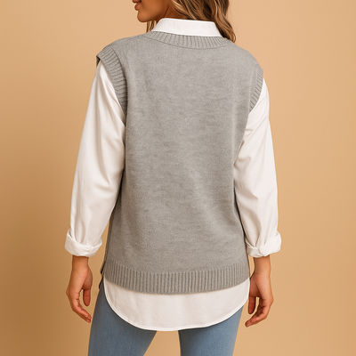 Zoë | Mouwloos kabelgebreid V-hals vest voor dames