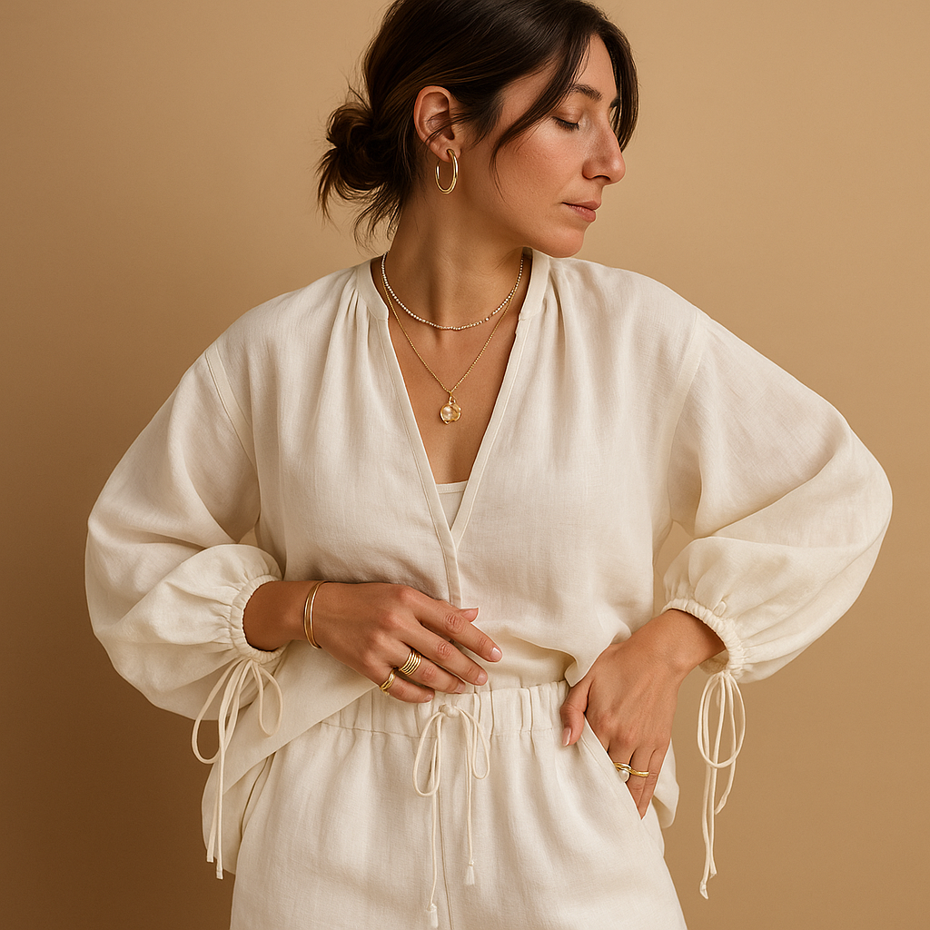 Fenna | V-hals top en short met ruches voor dames