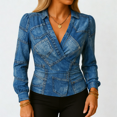 Jolie | Lange mouwen top met V-hals voor dames