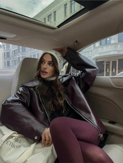 Valeria | Tijdloze Leren Herfstjas voor de Moderne Vrouw