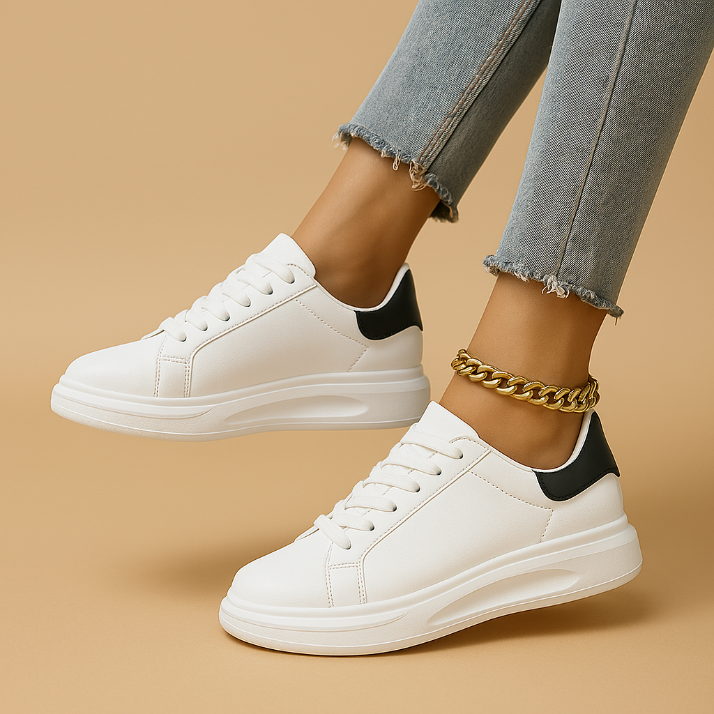 Sophia | Witte leren sneakers met minimalistisch design voor dames