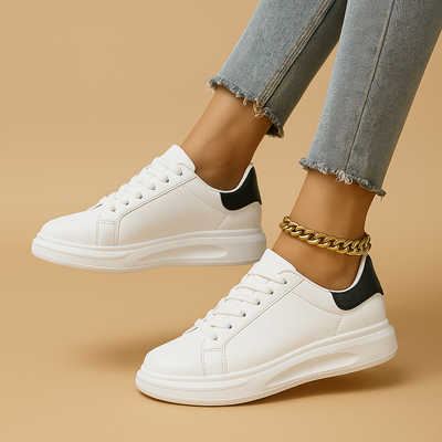 Sophia | Witte leren sneakers met minimalistisch design voor dames