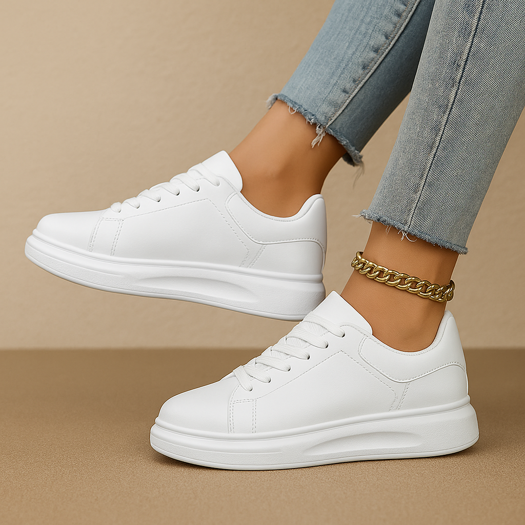 Sophia | Witte leren sneakers met minimalistisch design voor dames