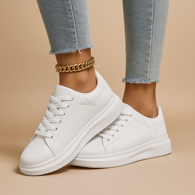 Sophia | Witte leren sneakers met minimalistisch design voor dames