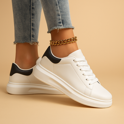Sophia | Witte leren sneakers met minimalistisch design voor dames