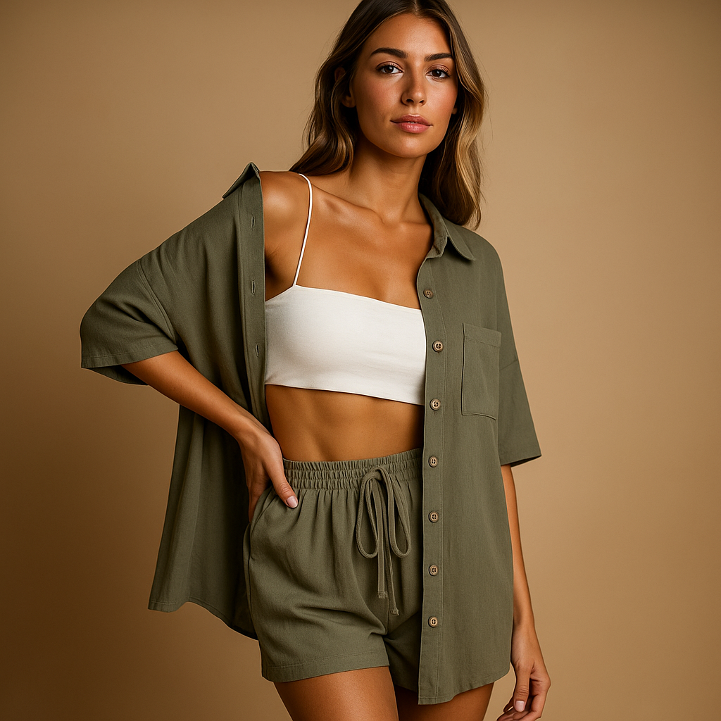 Britt | Zomerse lounge set met vest en short voor dames