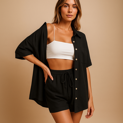 Britt | Zomerse lounge set met vest en short voor dames